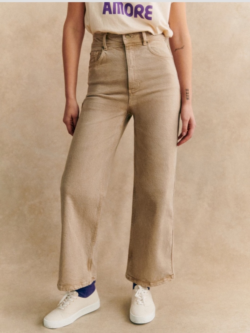 NWOT Sezane Le Crop in Light Beige size 6
